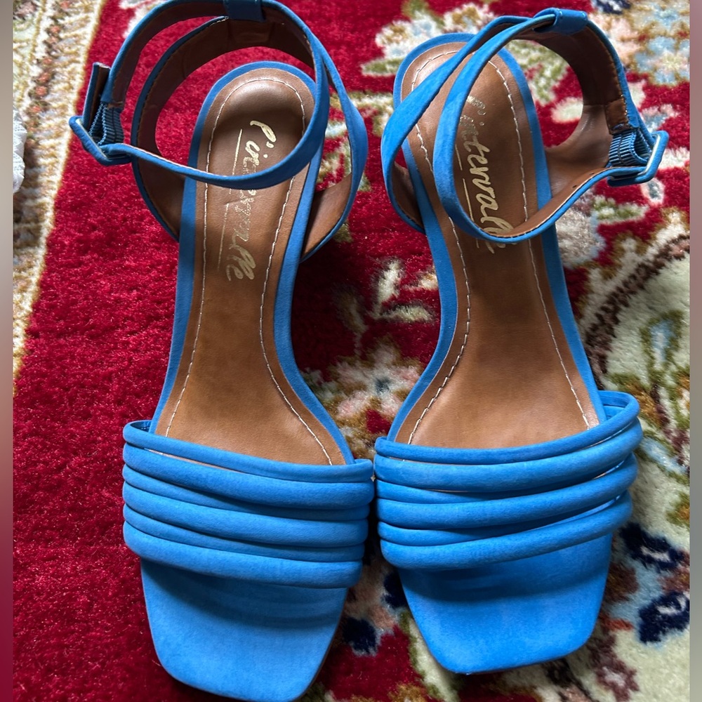 L'intervalle Blue Strappy Sandals with Ankle Buckle